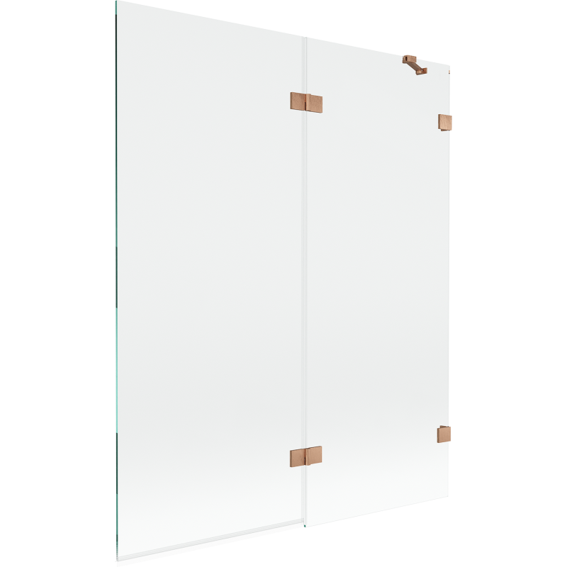 Mexen Lunar 2-panel Right Shower Screen 140 x 150 cm, Transparent, Brushed Copper - 897-140-100-65-00-P