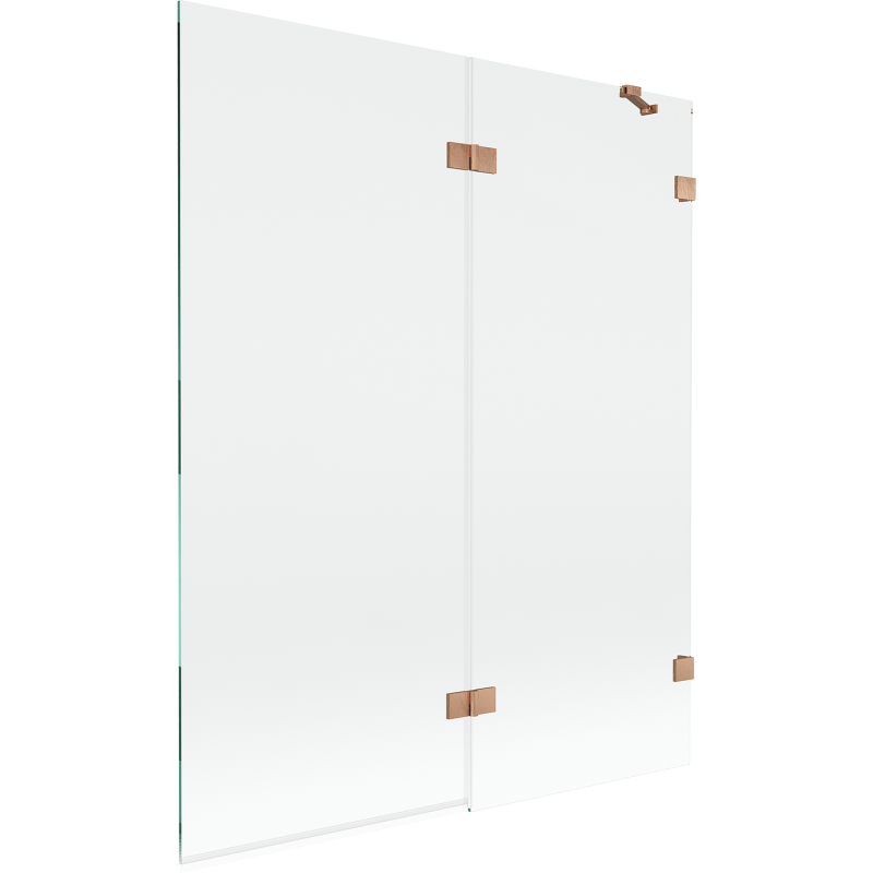 Mexen Lunar 2-Wing Right Bath Screen 140 x 150 cm, Transparent, Brushed Copper - 897-140-100-65-00-P