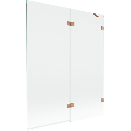 Mexen Lunar 2-Wing Right Bath Screen 140 x 150 cm, Transparent, Brushed Copper - 897-140-100-65-00-P