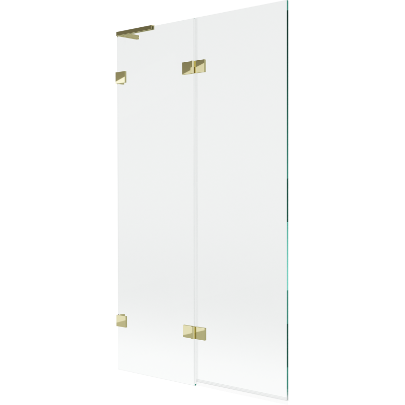 Mexen Lunar L Bathtub Screen 2-panel Left 100 x 150 cm, Transparent, Gold - 897L-100-100-50-00-L