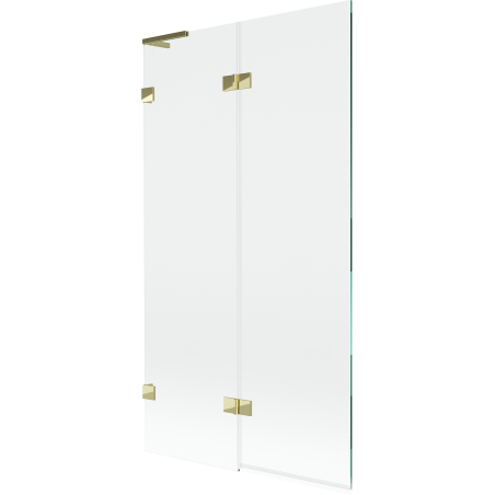 Mexen Lunar L Bathtub Screen 2-panel Left 100 x 150 cm, Transparent, Gold - 897L-100-100-50-00-L