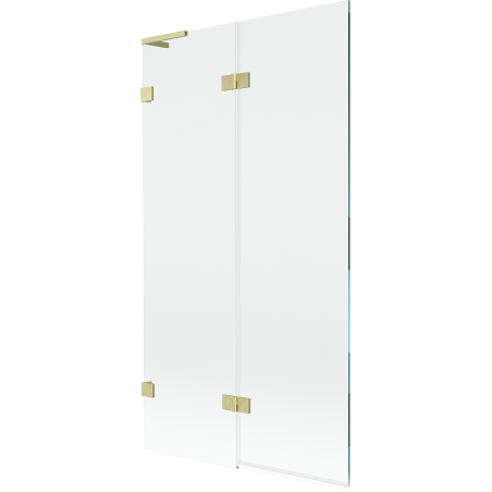 Mexen Lunar L 2-wing left shower screen 100 x 150 cm, transparent, brushed gold - 897L-100-100-55-00-L