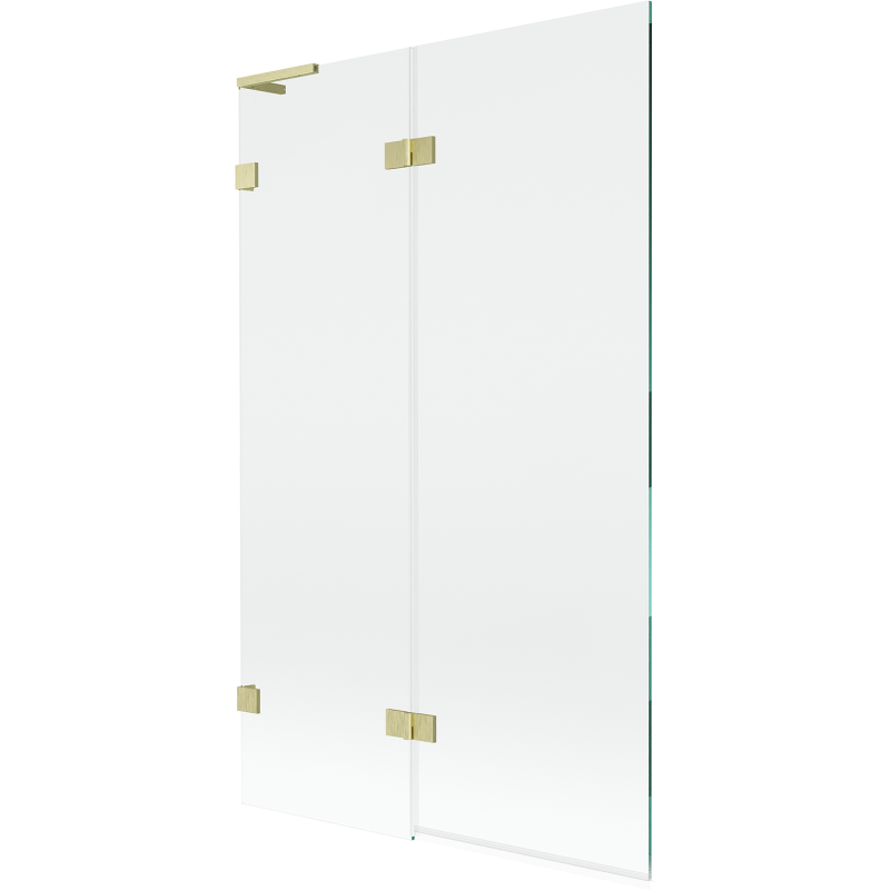 Mexen Lunar L dual-wing bath screen, left 110 x 150 cm, transparent, brushed gold - 897L-110-100-55-00-L
