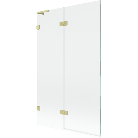 Mexen Lunar L dual-wing bath screen, left 110 x 150 cm, transparent, brushed gold - 897L-110-100-55-00-L