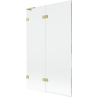 Mexen Lunar L dual-wing bath screen, left 110 x 150 cm, transparent, brushed gold - 897L-110-100-55-00-L