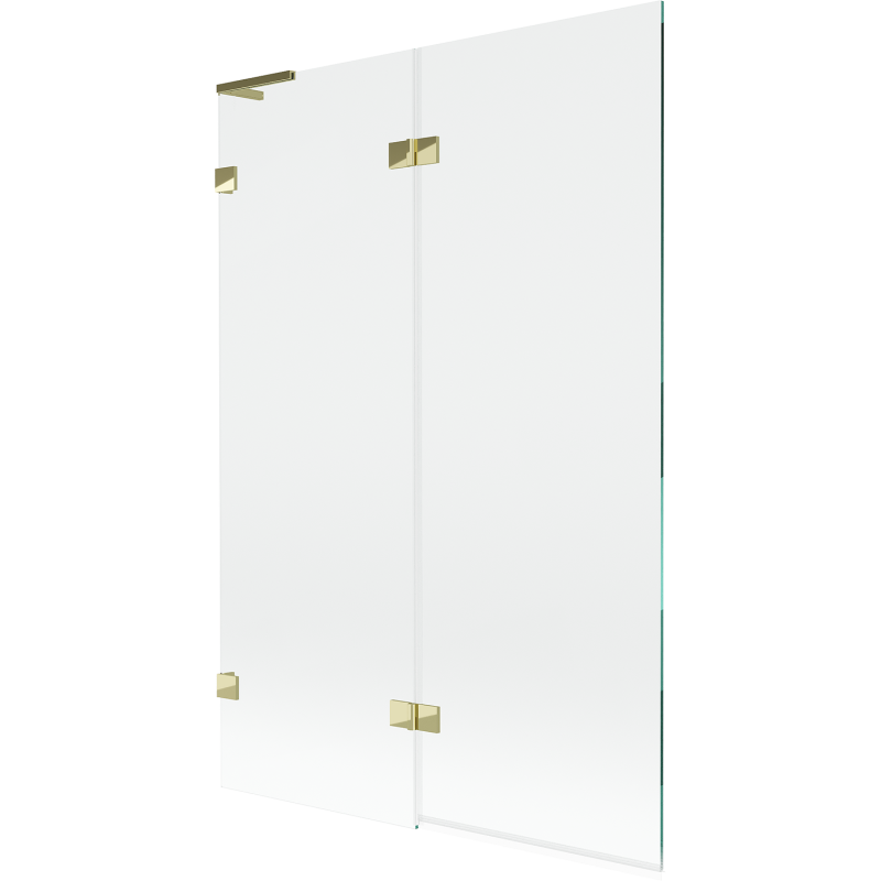 Mexen Lunar L bath screen 2-wing left 120 x 150 cm, transparent, gold - 897L-120-100-50-00-L
