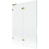 Mexen Lunar L bath screen 2-wing left 120 x 150 cm, transparent, gold - 897L-120-100-50-00-L