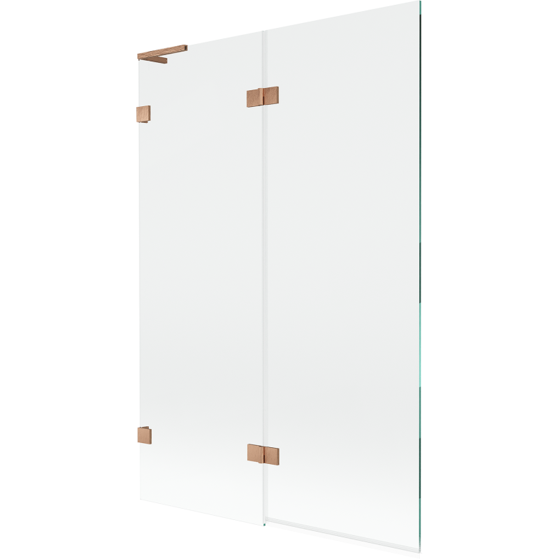 Mexen Lunar L 2-wing left bath screen 120 x 150 cm, transparent, brushed copper - 897L-120-100-65-00-L