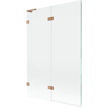 Mexen Lunar L 2-wing left bath screen 120 x 150 cm, transparent, brushed copper - 897L-120-100-65-00-L
