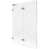 Mexen Lunar L 2-wing left bath screen 120 x 150 cm, transparent, brushed copper - 897L-120-100-65-00-L