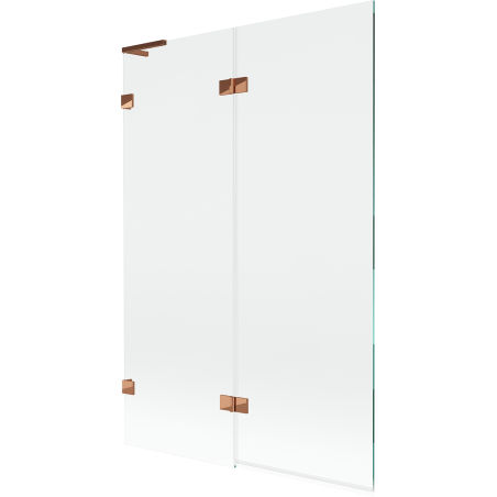 Mexen Lunar L bath screen 2-panel left 120 x 150 cm, transparent, rose gold - 897L-120-100-60-00-L