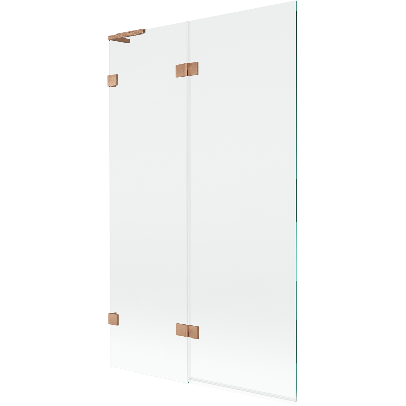 Mexen Lunar L bath screen 2-panel left 110 x 150 cm, transparent, brushed copper - 897L-110-100-65-00-L
