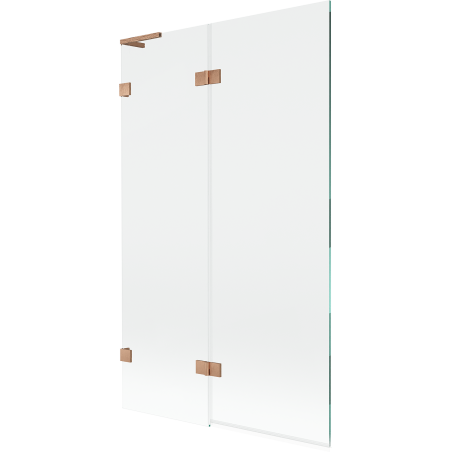 Mexen Lunar L Bathtub Screen 2-Panel Left 110 x 150 cm, Transparent, Brushed Copper - 897L-110-100-65-00-L