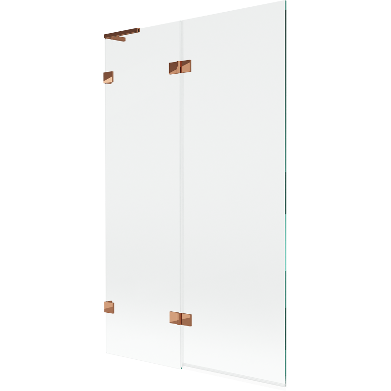 Mexen Lunar L Bathtub Screen 2-Panel Left 110 x 150 cm, Transparent, Rose Gold - 897L-110-100-60-00-L