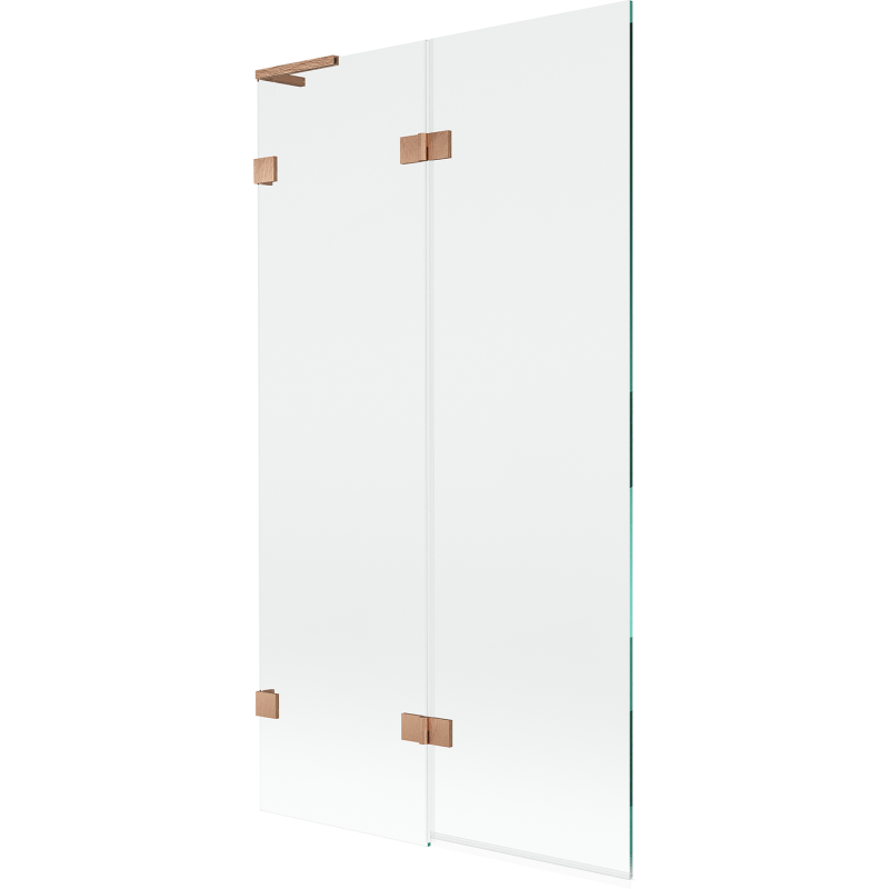Mexen Lunar L 2-wing left bathtub screen 100 x 150 cm, transparent, brushed copper - 897L-100-100-65-00-L