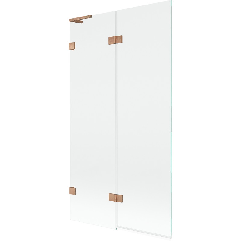 Mexen Lunar L bathtub screen 2-wing left 100 x 150 cm, transparent, brushed copper - 897L-100-100-65-00-L