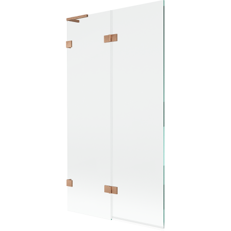 Mexen Lunar L bathtub screen 2-wing left 100 x 150 cm, transparent, brushed copper - 897L-100-100-65-00-L