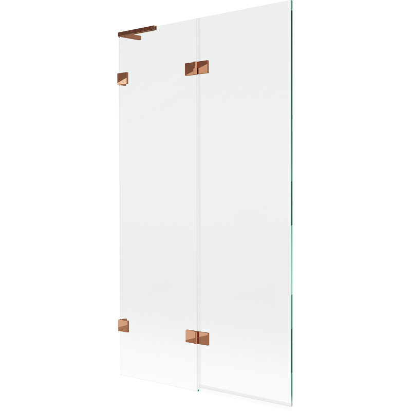 Mexen Lunar L bathtub screen, 2-panel left 100 x 150 cm, transparent, rose gold - 897L-100-100-60-00-L