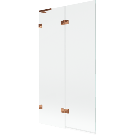 Mexen Lunar L bathtub screen, 2-panel left 100 x 150 cm, transparent, rose gold - 897L-100-100-60-00-L