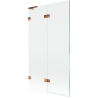 Mexen Lunar L bathtub screen, 2-panel left 100 x 150 cm, transparent, rose gold - 897L-100-100-60-00-L