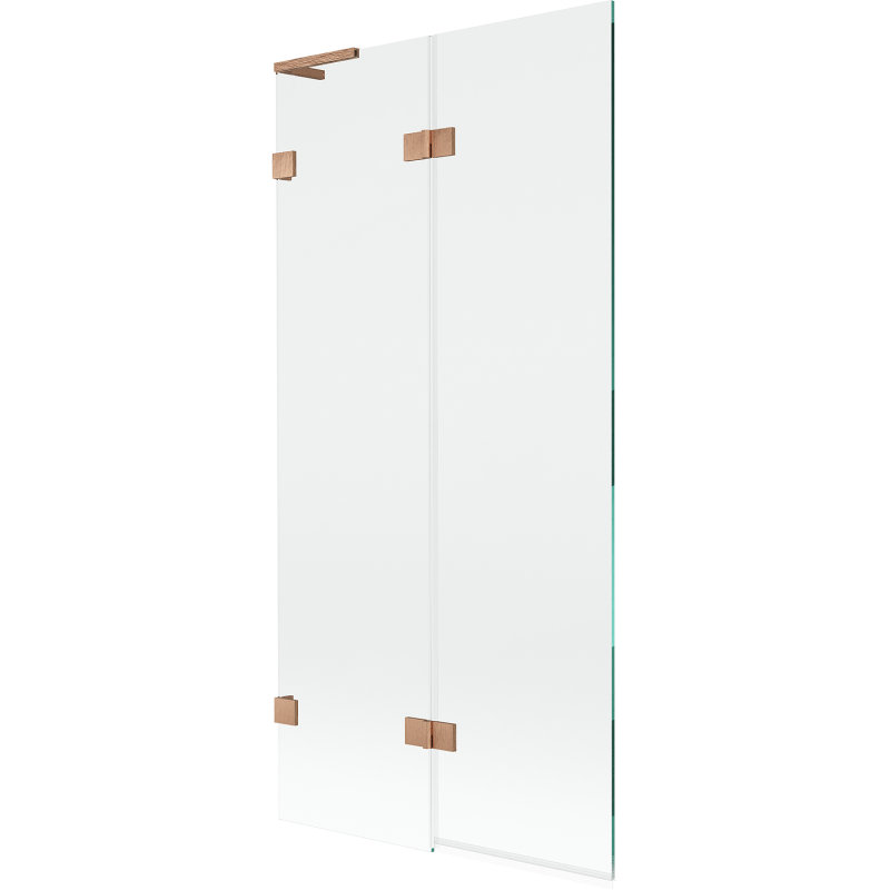 Mexen Lunar L bath screen 2-wing left 90 x 150 cm, transparent, brushed copper - 897L-090-100-65-00-L