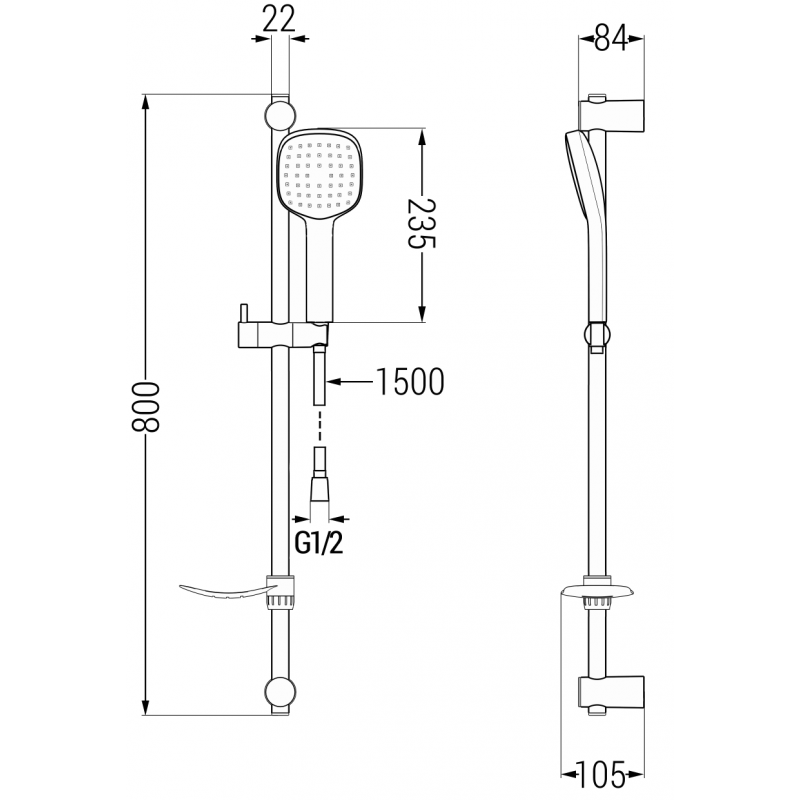 Mexen DF33 black sliding shower set - 785334582-70