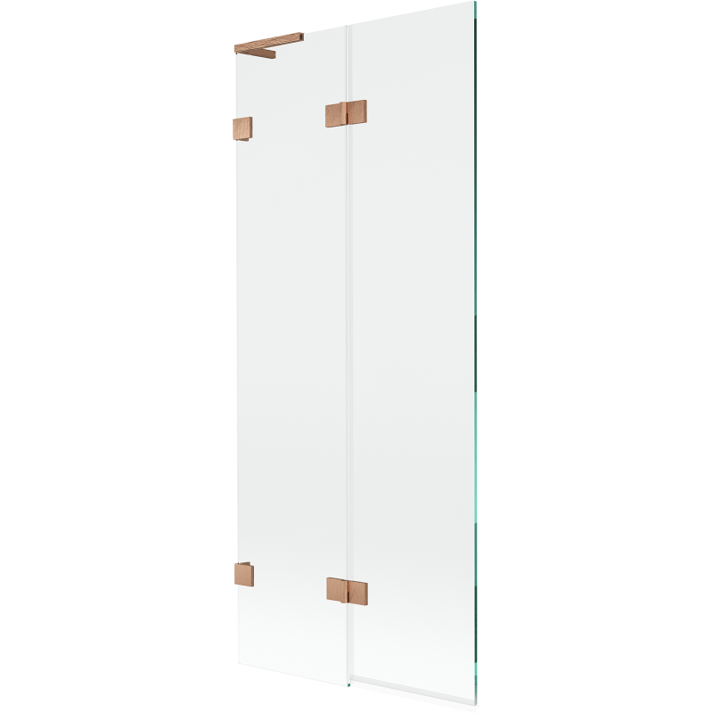 Mexen Lunar L bath screen 2-wing left 80 x 150 cm, transparent, brushed copper - 897L-080-100-65-00-L
