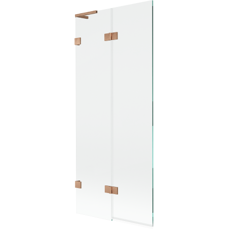 Mexen Lunar L bath screen 2-wing left 80 x 150 cm, transparent, brushed copper - 897L-080-100-65-00-L
