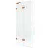 Mexen Lunar L bath screen 2-wing left 80 x 150 cm, transparent, brushed copper - 897L-080-100-65-00-L