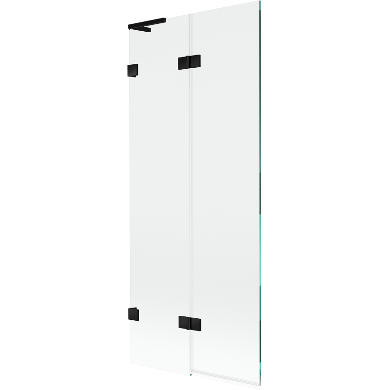 Mexen Lunar L bathtub screen 2-wing left 80 x 150 cm, transparent, black - 897L-080-100-70-00-L