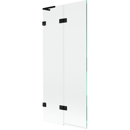 Mexen Lunar L bathtub screen 2-wing left 80 x 150 cm, transparent, black - 897L-080-100-70-00-L