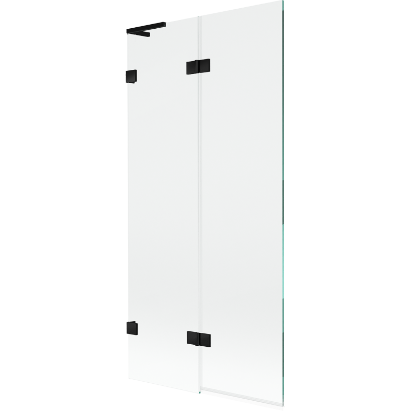 Mexen Lunar L Bathtub Screen 2-Wing Left 90 x 150 cm, Transparent, Black - 897L-090-100-70-00-L