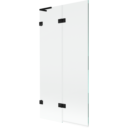 Mexen Lunar L Bathtub Screen 2-Wing Left 90 x 150 cm, Transparent, Black - 897L-090-100-70-00-L