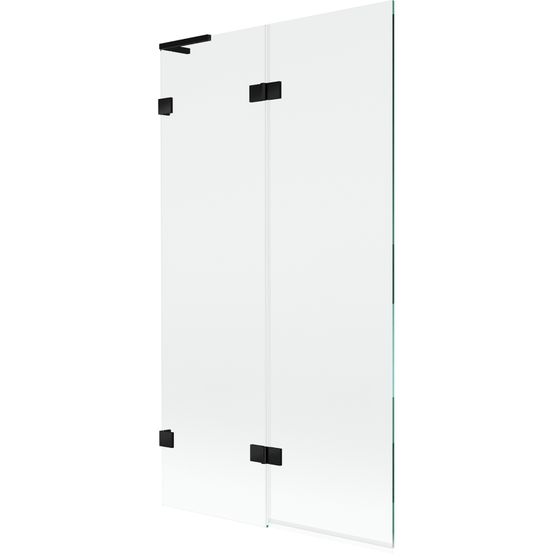 Mexen Lunar L bath screen 2-wing left 100 x 150 cm, transparent, black - 897L-100-100-70-00-L