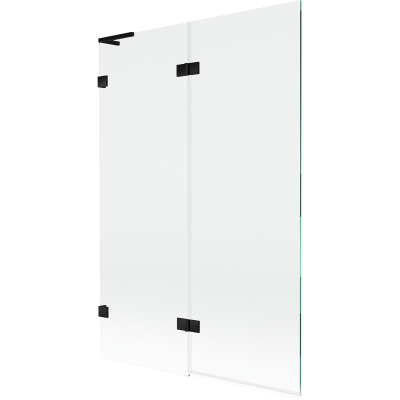 Mexen Lunar L Bath Screen 2-Panel Left 120 x 150 cm, Transparent, Black - 897L-120-100-70-00-L