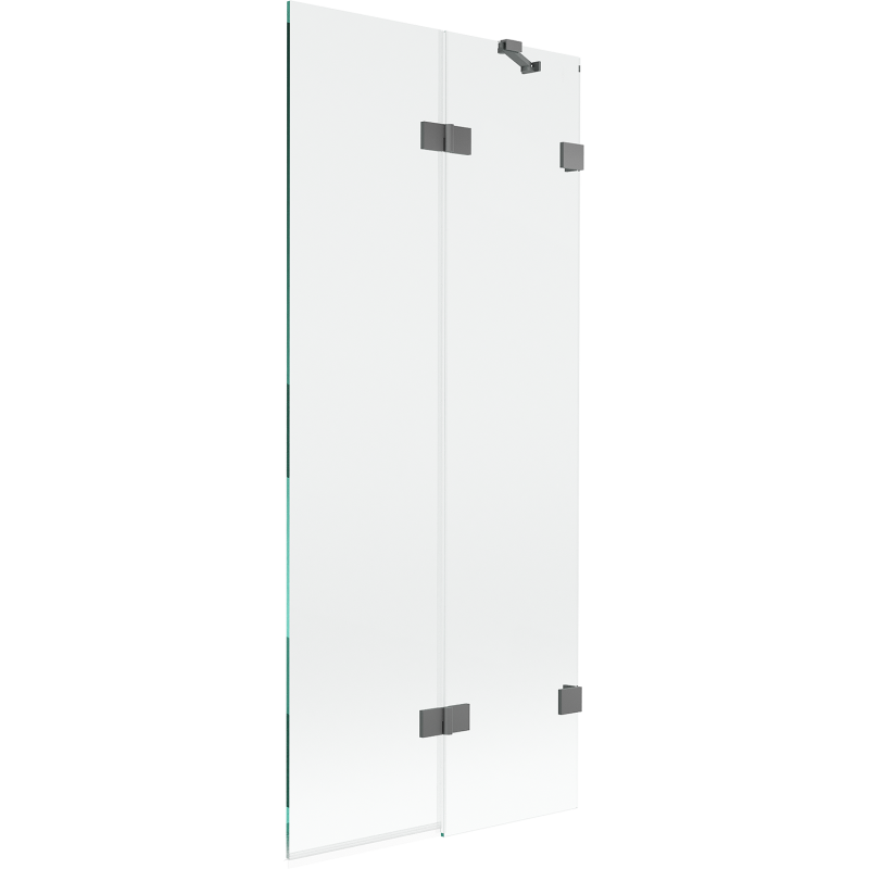 Mexen Lunar 2-Panel Bath Screen Right 80 x 150 cm, Transparent, Gun Metal - 897-080-100-95-00-P