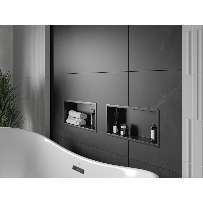 Mexen X-Wall-R niche shelf with flange 45 x 20 cm, black - 1970452010