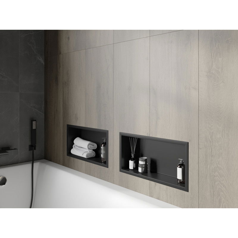 Mexen X-Wall-R recessed shelf with flange 45 x 20 cm, black - 1970452010
