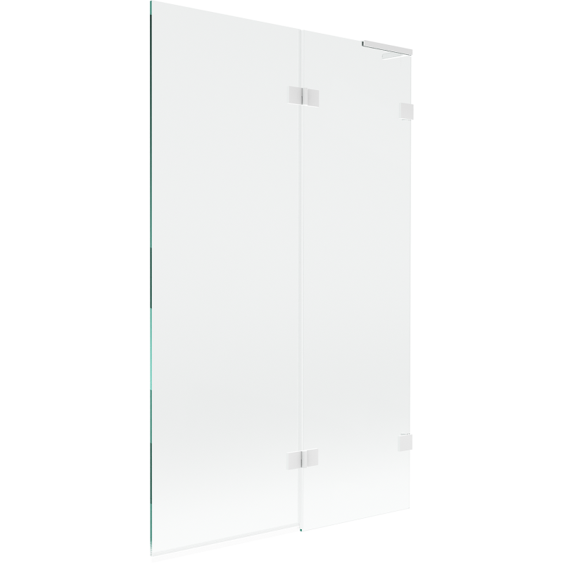Mexen Lunar L Bath Screen 2-Panel Right 110 x 150 cm, Transparent, White - 897L-110-100-20-00-P