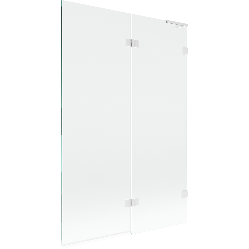 Mexen Lunar L Bathtub Screen 2-Panel Right 120 x 150 cm, Transparent, White - 897L-120-100-20-00-P