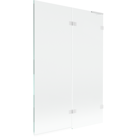 Mexen Lunar L Bathtub Screen 2-Panel Right 120 x 150 cm, Transparent, White - 897L-120-100-20-00-P