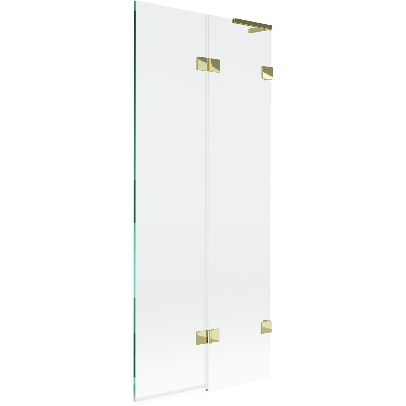 Mexen Lunar L Bath Screen 2-Panel Right 80 x 150 cm, Transparent, Gold - 897L-080-100-50-00-P