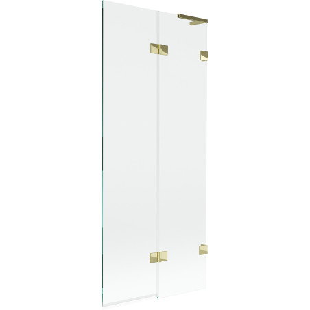 Mexen Lunar L Bath Screen 2-Panel Right 80 x 150 cm, Transparent, Gold - 897L-080-100-50-00-P