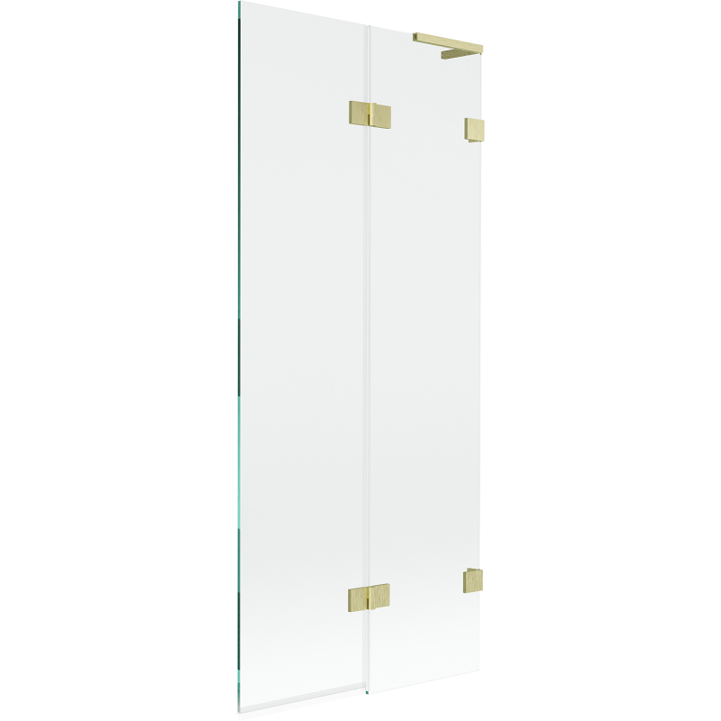 Mexen Lunar L bath screen 2-wing right 80 x 150 cm, transparent, brushed gold - 897L-080-100-55-00-P