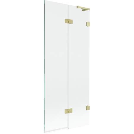 Mexen Lunar L bath screen 2-wing right 80 x 150 cm, transparent, brushed gold - 897L-080-100-55-00-P