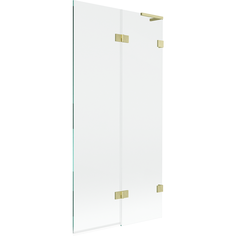 Mexen Lunar L bath screen 2-wing right 90 x 150 cm, transparent, brushed gold - 897L-090-100-55-00-P