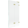 Mexen Lunar L bath screen 2-wing right 90 x 150 cm, transparent, brushed gold - 897L-090-100-55-00-P