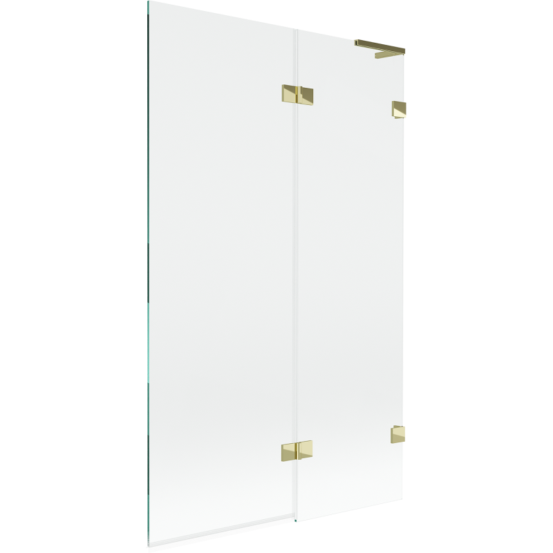 Mexen Lunar L Bathtub Screen 2-Panel Right 110 x 150 cm, Transparent, Gold - 897L-110-100-50-00-P