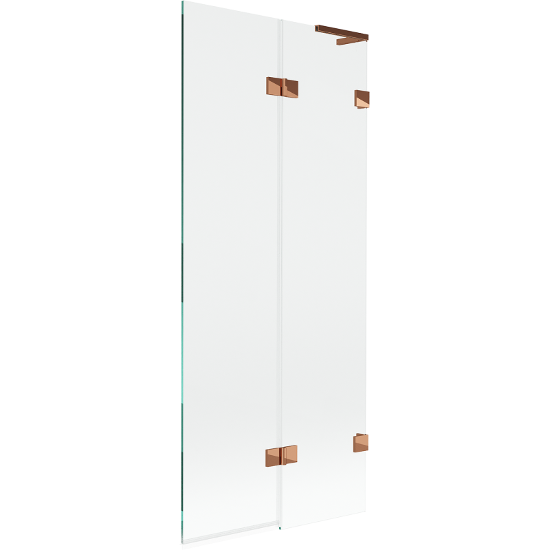 Mexen Lunar L 2-Panel Right Bath Screen 80 x 150 cm, Transparent, Rose Gold - 897L-080-100-60-00-P
