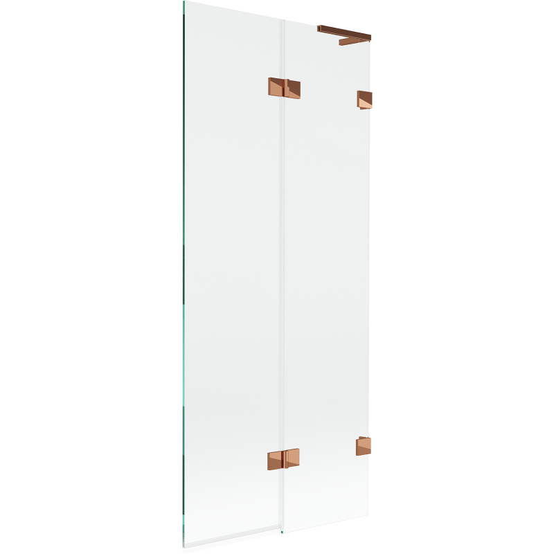 Mexen Lunar L bath screen 2-wing right 80 x 150 cm, transparent, rose gold - 897L-080-100-60-00-P